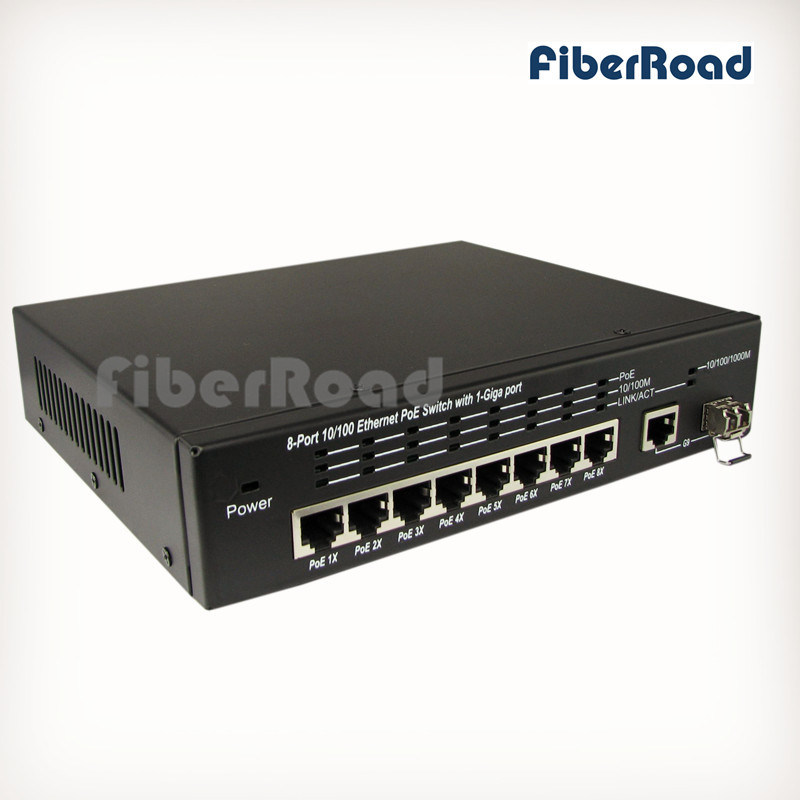 8 Ports 10/100BaseT with 1 Gigabit TP/SFP Ports Combo POE Switch