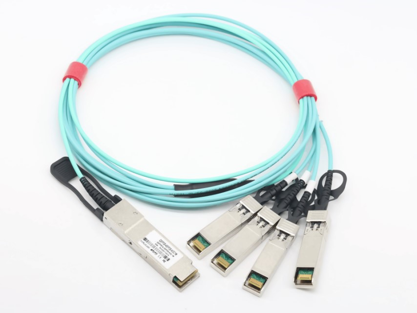 100m Cisco Compatible FY-QSFP28-4SFP25-AOC100M 100Gb/s QSFP28 to 4x25G SFP28 AOC Breakout Active Optical Cable
